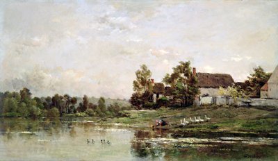 The Banks of the Seine at Portejoie by Charles Francois Daubigny
